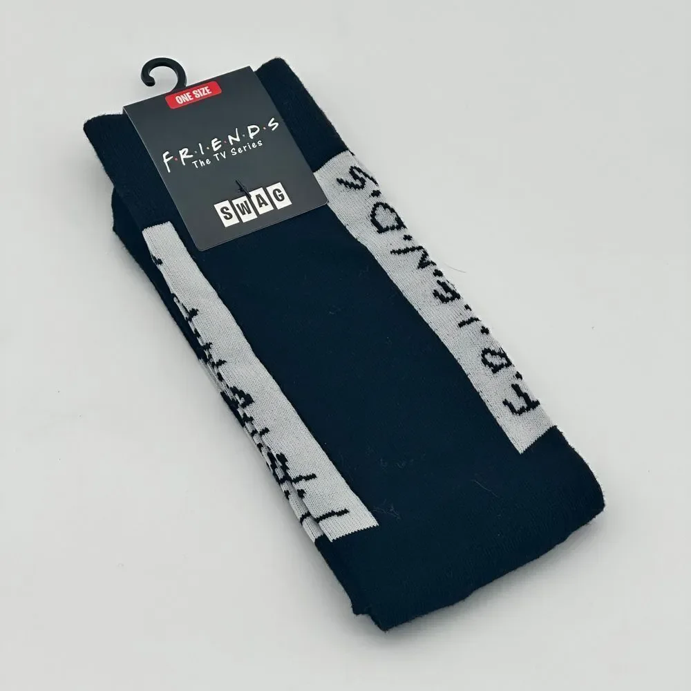 FRIENDS TV SERIES Crew Socks Swag Soxers Super Retro Black and White‎